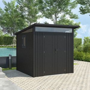 Trigano Abri de jardin métal Gris Anthracite 4.37m² + kit d'ancrage