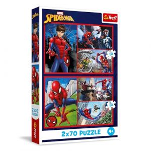 Trefl Puzzle 2 en 1 : Marvel Spider-Man, Histoires d’Araignée - 2 x 70 Pieces, Ensemble de Deux Puzzle pour Les Enfants à partir de 4 Ans