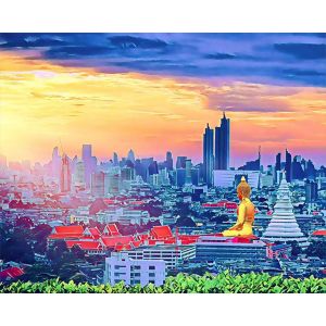 Broderie diamant : Buddha Bangkok - toile tendue sur chassis