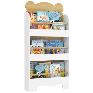 Bibliothèque pour enfant 3 niveaux motif d'ours bois naturel