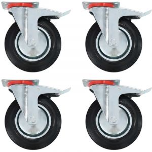 VidaXL Roulettes 4 pcs Roulette de Mobilier Chariot Roulant Etagère à Livre Roulette de Meuble Bibliothèque Panier d'Achat Capacité 70 kg 100 mm