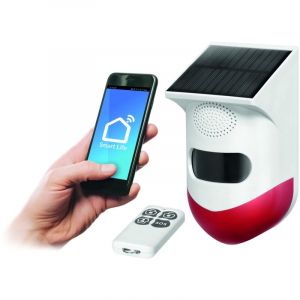 VIRONE Alarme domestique sans fil AS-7 avec sirène intégrée et télécommande batterie solaire via WiFi et télécommande TUYA incluse