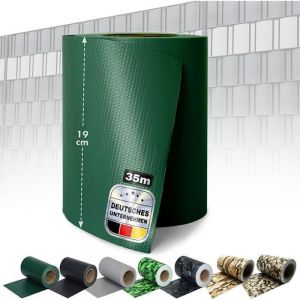 Bandes Brise-Vue, 35 m&egrave;tres Occultant, Clips de Fixation Inclus, Vert, 19 cm x 35 m