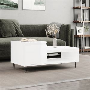 VidaXL Table basse Blanc brillant 100x50x45 cm Bois d'ingénierie