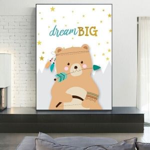 Toile Ours 30*40cm - Enfant Bebe - Affiche Poster Décoration - Pop Art Deco