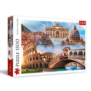 Trefl Endroits préférés:Italie-Puzzle 1500 pièces-Puzzle avec Monuments Italiens, Collage pour Les passionnés de Voyage, DIY, Puzzle Classique pour Adultes et Enfants à partir de 12 Ans.