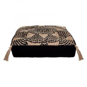 Coussin de Sol Jute "Mandala" 38x38cm Noir Prix