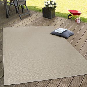 Image de Paco Home - Intérieur & Extérieur Tissage à Plat Tapis Terrasses Tapis Look Naturel En Beige 200x280 cm