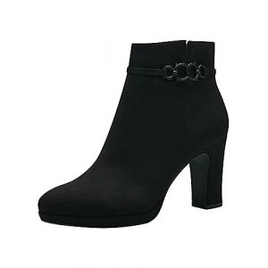 Image de Tamaris Boots FEMME noires à talon décroché haut en velours et fermeture à zip