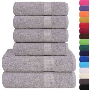 VidaXL Ensemble De Serviettes 6 Pcs Gris 360 G/M² 100% Coton