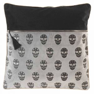 Homemaison Coussin passepoilé à têtes de mort GRIS NOIR 45 x 45cm