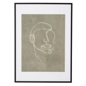 Bloomingville Tableau avec visage 52x72 cm Cadre noir