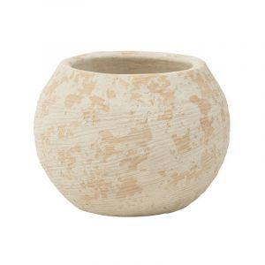 Image de Jolipa Cache pot en ciment crème 23x23x17 cm - Blanc