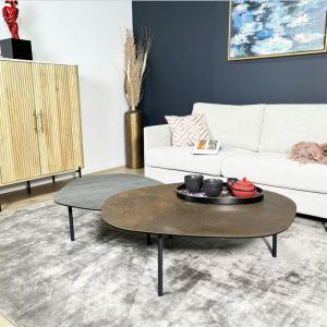 Pier Import - Table basse gigogne en céramique finition ardoise et rouille (lot de 2) lombardie