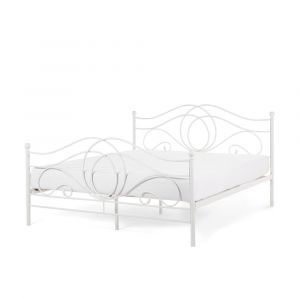 Image de Beliani Lit en m&eacute;tal blanc 180 x 200 LYRA - blanc