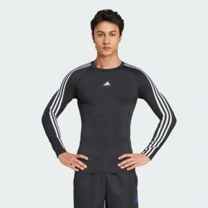 Adidas T-shirt Manches Longues Compression 3 Bandes Techfit Training, pointure Small - Taille Small