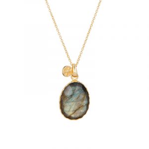 Moonstone - Collier Alba Labradorite en laiton dor&eacute;
