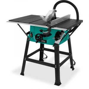 VONROC Table de sciage 2000W - &Oslash;250mm - Grande surface de travail - Angle de sciage r&eacute;glable de 0&deg; &agrave; 45&deg; - Avec technologie soft-start - Lame de scie 60T et support inclus