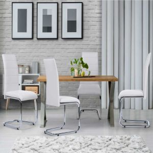 Image de Idmarket Lot de 4 chaises Mia blanches pour salle à manger