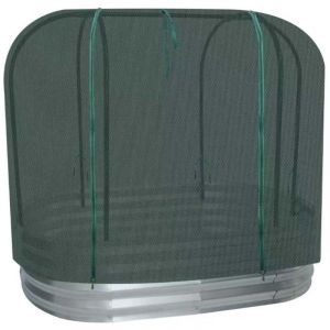 Carr&eacute; potager en acier galvanis&eacute; sur&eacute;lev&eacute; avec filet de protection 120 x 60 x 110 cm