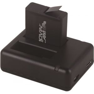 Movincam Double chargeur et Batterie Movin'CAM Noir pour GoPro Hero 5, 6 et 2018