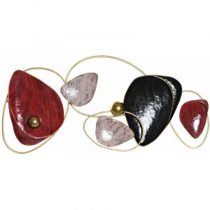Décoration murale rouge noir doré métal (123 x 10 x 65 cm)