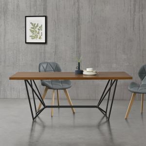 [en casa] Table de Salle à Manger Sigtuna 200 x 100 x 76 cm Noir Effet Bois Foncé