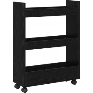 VidaXL Chariot de rangement &eacute;troit 3 niveaux Ch&ecirc;ne noir Bois con&ccedil;u