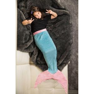 Ruedelafete Plaid Sirène rose et bleu