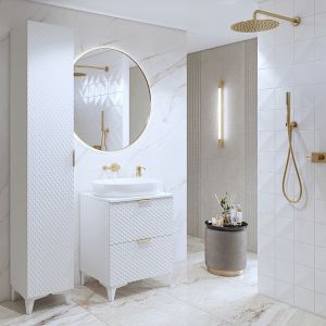 Ensemble de 2 meubles de salle de bain collection CHIC coloris blanc et doré. Meuble sous vasque