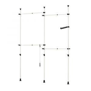 Sobuy Portemanteau - 4 barres à linge - réglable - 124-226 x 285 cm - blanc
