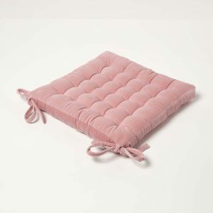 Galette de chaise en velours Rose, 40 x 40 x 5 cm