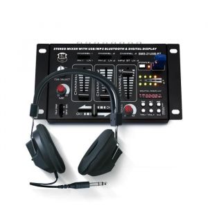 Bm sonic Table de mixage Sono DJ BMS-21USB-BT 4 voies/7 canaux, USB BLUETOOTH, 1 PHONO/LINE, 1 PHONO/USB, 1 CD, MICROS - Casque