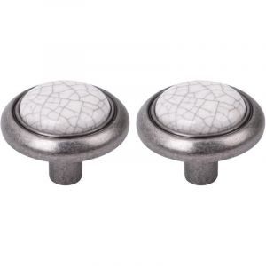 Cyclingcolors 2x bouton de tiroir finition nickel porcelaine céramique 32 mm meuble vintage antique style porte poignée commode armoire maison avec vis
