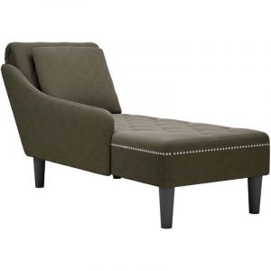 VidaXL Fauteuil Long Et Coussin/Accoudoir Droit Vert Armée Similicuir