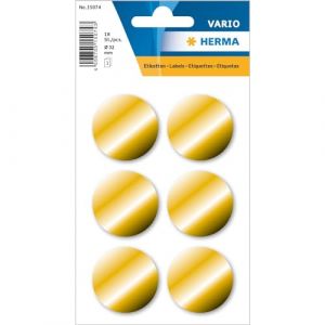 Herma 15074 &Eacute;tiquettes dor&eacute;es adh&eacute;sives permanentes &Oslash; 32 mm