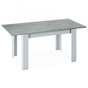 Image de Pegane Table a manger Extensible décor béton et blanc Artik - 78 x 140-190 x 90 cm -