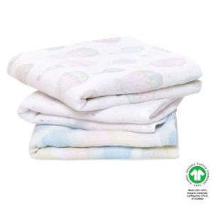 Aden + Anais Musy Langes - Above The Clouds, Pack de 3 | 100% Coton de Mousseline Biologique | Articles Essentiels pour bébé, Doux et légers | pour Nouveau-nés, garçons et Filles