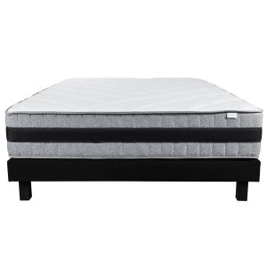 Image de Ensemble matelas m&eacute;moire + sommier 140x190 Memo Luxe Hbedding Mousse haute densit&eacute; + m&eacute;moire de forme - Blanc