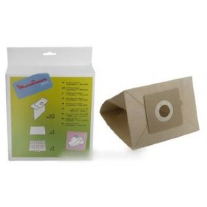 Moulinex 10 sacs zelio + 2 filtres pour l'aspirateur MO401101