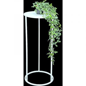 Dandibo - Tabouret de fleurs en m&eacute;tal blanc, rond, 70 cm, table d'appoint pour plantes 96483 l, colonne &agrave; fleurs moderne, support de plantes,