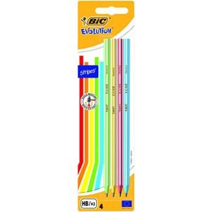 Bic EVOLUTION 646 Pack de 4 crayons à mine graphite HB Couleurs assorties