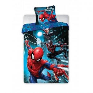 Spiderman Parure de lit coton enfant 1 place Housse de Couette 140x200 cm et une Taie d’oreiller