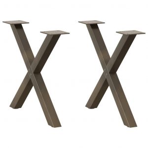 VidaXL Pieds De Table Basse Forme De X 2pcs Acier Naturel 60x(42-43)Cm