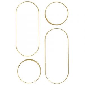 Lot de 4 Miroirs Muraux Décoratifs Rond et Ovale Versa Doré