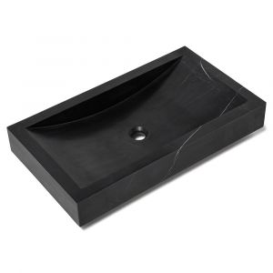 Vasque à poser rectangulaire en véritable Marbre Noir 70x40x10 cm