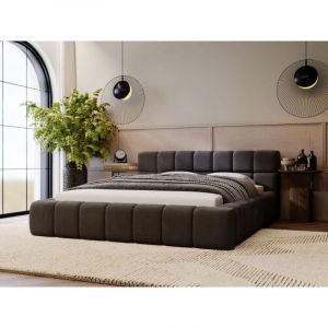 Lit rembourré avec rangement 160x200 velours noir Alicante