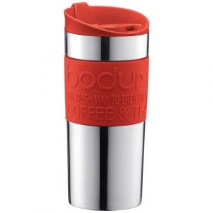 Bodum Mug - Gobelet de voyage isotherme en inox, double paroi, couvercle à clapet - 0.35 l - Rouge