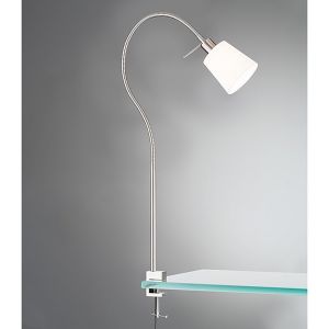 Image de Fischer Lampe à pince Jam, abat-jour tissu, nickel/blanc