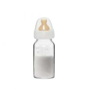 Hévéa Biberons en Verre À Col Standard - Biberons Anti Colique À Débit Lent Pour Les Nouveau-nés De 0+ Mois, Sans Bpa, 120 Ml, Pack Unitaire